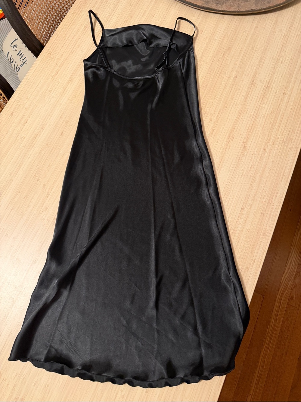 bebe Black Satin Midi Slip Dress with Spaghetti Straps - Picture 3 of 3